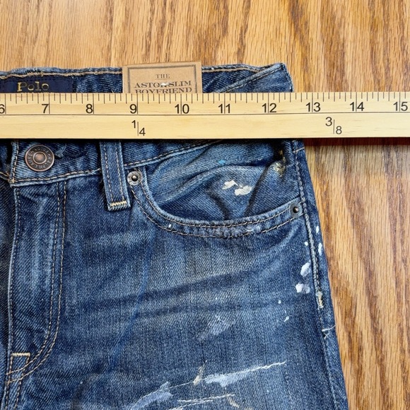 Polo Ralph Lauren Astor Slim Boyfriend Jeans Boys Size 10 Paint Splatter NWT - Picture 6 of 10